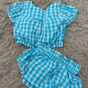 Pink Chicken Blue and White Kids Matching Set